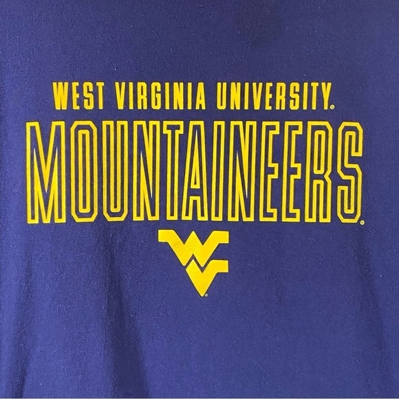 WEST VIRGINIA UNIVERSITY MOUNTAINEERS sz XL spell out graphic crew neck t-shirt - Picture 4 of 5